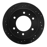 R1 Concepts 88-95 Nissan Pathfinder Rear Left Drilled & Slotted Black Brake Rotor