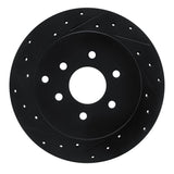 R1 Concepts 05-12 Nissan Pathfinder Rear Left Drilled & Slotted Black Brake Rotor