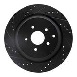 R1 Concepts 09-24 Infiniti Q70L Rear Left Drilled & Slotted Black Brake Rotor by R1 Concepts RNC-633-68015L
