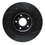 R1 Concepts 19-24 Infiniti QX55 Front Left Drilled & Slotted Black Brake Rotor