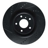 R1 Concepts 19-24 Infiniti QX55 Front Left Drilled & Slotted Black Brake Rotor