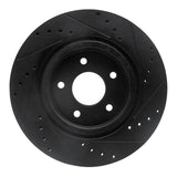 R1 Concepts 19-24 Infiniti QX50 Rear Left Drilled & Slotted Black Brake Rotor by R1 Concepts RNC-633-68019L