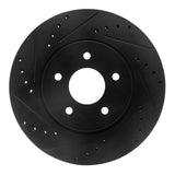 R1 Concepts 19-24 Infiniti QX50 Rear Left Drilled & Slotted Black Brake Rotor by R1 Concepts RNC-633-68019L
