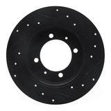 R1 Concepts 88-93 Dodge 2000 GTX Rear Left Drilled & Slotted Black Brake Rotor
