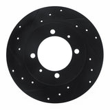 R1 Concepts 88-93 Dodge 2000 GTX Rear Left Drilled & Slotted Black Brake Rotor
