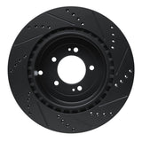 R1 Concepts 08-15 Mitsubishi Lancer Rear Left Drilled & Slotted Black Brake Rotor by R1 Concepts RNC-633-72042L