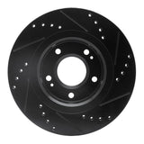 R1 Concepts 09-15 Mitsubishi Lancer Front Left Drilled & Slotted Black Brake Rotor
