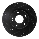 R1 Concepts 09-15 Mitsubishi Lancer Front Left Drilled & Slotted Black Brake Rotor