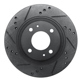 R1 Concepts 12-17 Mitsubishi I-MIEV Front Left Drilled & Slotted Black Brake Rotor