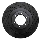 R1 Concepts 98-04 Mitsubishi Montero Front Right Drilled & Slotted Black Brake Rotor