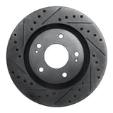 R1 Concepts 05-22 Mitsubishi Outlander PHEV Front Left Drilled & Slotted Black Brake Rotor by R1 Concepts RNC-633-72061L