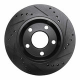 R1 Concepts 85-91 Audi 5000CS Turbo Quattro Rear Left Drilled & Slotted Black Brake Rotor by R1 Concepts RNC-633-73001L
