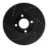 R1 Concepts 90-98 Audi Cabriolet Front Right Drilled & Slotted Black Brake Rotor