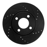 R1 Concepts 90-98 Audi Cabriolet Front Right Drilled & Slotted Black Brake Rotor