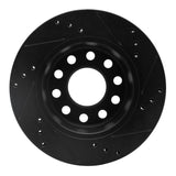 R1 Concepts 90-97 Audi S4 Rear Left Drilled & Slotted Black Brake Rotor