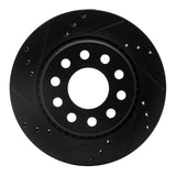 R1 Concepts 90-97 Audi S4 Rear Left Drilled & Slotted Black Brake Rotor