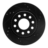 R1 Concepts 90-97 Audi S4 Rear Right Drilled & Slotted Black Brake Rotor