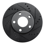 R1 Concepts 90-97 Audi V8 Quattro Front Right Drilled & Slotted Black Brake Rotor by R1 Concepts RNC-633-73014R