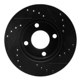R1 Concepts 90-91 Audi 90 Quattro Front Left Drilled & Slotted Black Brake Rotor