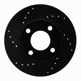 R1 Concepts 90-91 Audi 90 Quattro Front Left Drilled & Slotted Black Brake Rotor