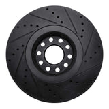 R1 Concepts 00-03 Audi A8 Front Left Drilled & Slotted Black Brake Rotor by R1 Concepts RNC-633-73019L