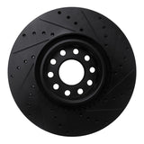 R1 Concepts 99-04 Audi S6 Front Left Drilled & Slotted Black Brake Rotor by R1 Concepts RNC-633-73023L