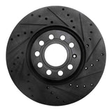 R1 Concepts 97-06 Audi A4 Quattro Front Right Drilled & Slotted Black Brake Rotor by R1 Concepts RNC-633-73044R