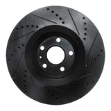 R1 Concepts 08-11 Audi TT Quattro Front Left Drilled & Slotted Black Brake Rotor by R1 Concepts RNC-633-73054L