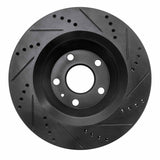 R1 Concepts 08-15 Audi TTS Quattro Rear Left Drilled & Slotted Black Brake Rotor by R1 Concepts RNC-633-73055L