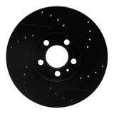 R1 Concepts 96-98 Volkswagen Golf Front Left Drilled & Slotted Black Brake Rotor by R1 Concepts RNC-633-74015L