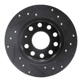 R1 Concepts 10-19 Audi A3 Rear Left Drilled & Slotted Black Brake Rotor