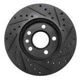 R1 Concepts 96-00 Volkswagen EuroVan Front Left Drilled & Slotted Black Brake Rotor by R1 Concepts RNC-633-74043L
