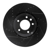 R1 Concepts 03-15 Audi Q7 Left Front Drilled & Slotted Black Brake Rotor
