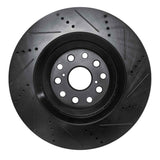 R1 Concepts 07-23 Lexus LS500h Left Front Drilled & Slotted Black Brake Rotor by R1 Concepts RNC-633-75019D