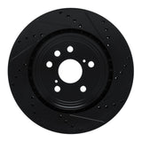 R1 Concepts 20-25 Lexus RX350 Front Right Drilled & Slotted Black Brake Rotor