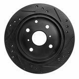 R1 Concepts 82-85 Toyota Celica Rear Left Drilled & Slotted Black Brake Rotor