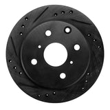 R1 Concepts 82-85 Toyota Celica Rear Left Drilled & Slotted Black Brake Rotor
