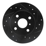 R1 Concepts 84-88 Chevrolet Nova Front Right Drilled & Slotted Black Brake Rotor