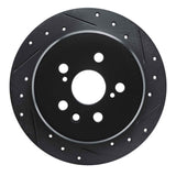R1 Concepts 86-93 Lexus ES250 Rear Right Drilled & Slotted Black Brake Rotor