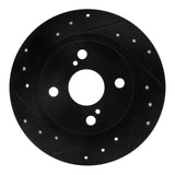 R1 Concepts 87-92 Chevrolet Nova Rear Left Drilled & Slotted Black Brake Rotor