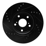 R1 Concepts 99-07 Lexus ES300 Front Right Drilled & Slotted Black Brake Rotor