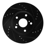 R1 Concepts 99-07 Lexus ES300 Front Right Drilled & Slotted Black Brake Rotor