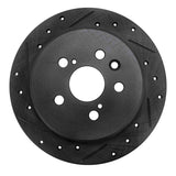 R1 Concepts 96-99 Toyota Celica Rear Left Drilled & Slotted Black Brake Rotor by R1 Concepts RNC-633-76066L