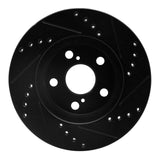 R1 Concepts 94-00 Toyota Celica Front Left Drilled & Slotted Black Brake Rotor