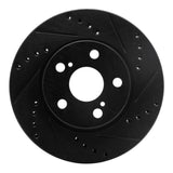 R1 Concepts 04-09 Toyota Prius Front Right Drilled & Slotted Black Brake Rotor by R1 Concepts RNC-633-76077R