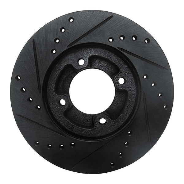 R1 Concepts 86-89 Toyota Van Front Right Drilled & Slotted Black Brake ...