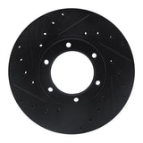 R1 Concepts 87-88 Toyota Pickup Front Left Drilled & Slotted Black Brake Rotor