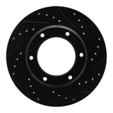 R1 Concepts 90-92 Toyota Land Cruiser Front Right Drilled & Slotted Black Brake Rotor
