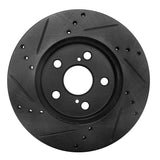 R1 Concepts 16-22 Toyota Corolla (US/Canada) Front Right Drilled & Slotted Black Brake Rotor