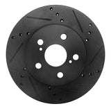 R1 Concepts 16-22 Toyota Corolla (US/Canada) Front Right Drilled & Slotted Black Brake Rotor